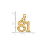 14k Yellow Gold Number 81 Pendant, Polished Script Milestone Charm for Men or Women