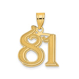 14k Yellow Gold Number 81 Pendant, Polished Script Milestone Charm for Men or Women