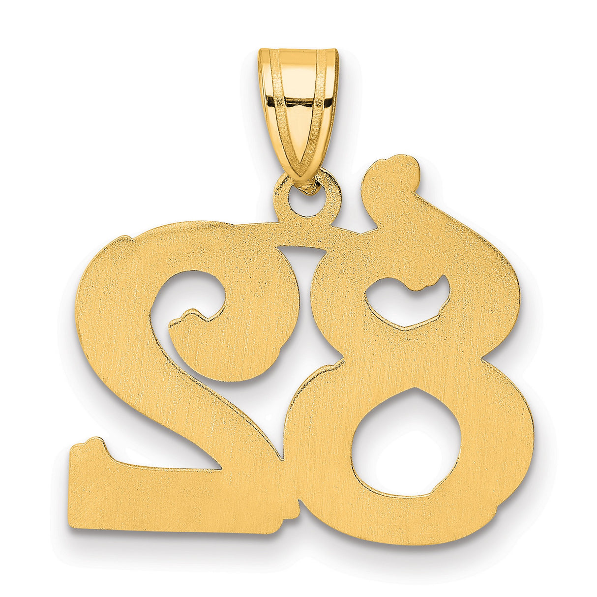 Polished Etched Number 82 Charm Pendant in Real 14k Yellow Gold