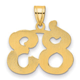 Polished Etched Number 83 Charm Pendant in Real 14k Yellow Gold