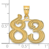 Polished Etched Number 83 Charm Pendant in Real 14k Yellow Gold