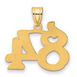 Polished Etched Number 84 Charm Pendant in Real 14k Yellow Gold