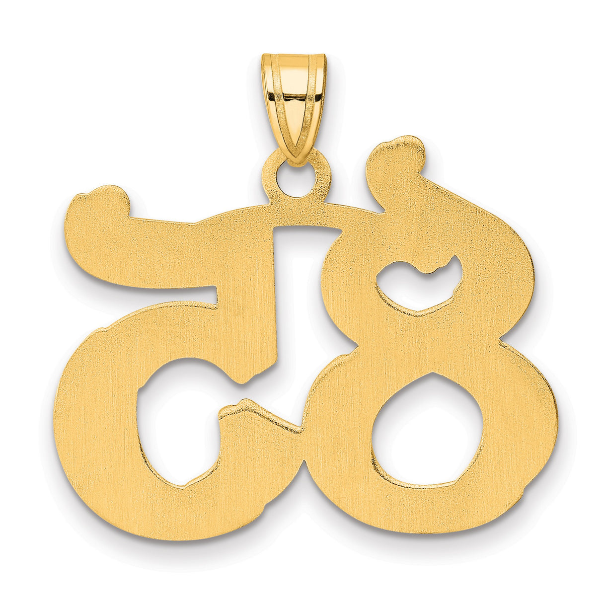 Polished Etched Number 85 Charm Pendant in Real 14k Yellow Gold