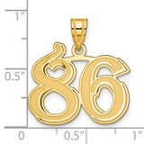 Polished Etched Number 86 Charm Pendant in Real 14k Yellow Gold