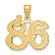 Polished Etched Number 86 Charm Pendant in Real 14k Yellow Gold