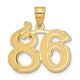 Polished Etched Number 86 Charm Pendant in Real 14k Yellow Gold