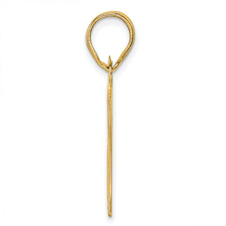 Polished Etched Number 87 Charm Pendant in Real 14k Yellow Gold