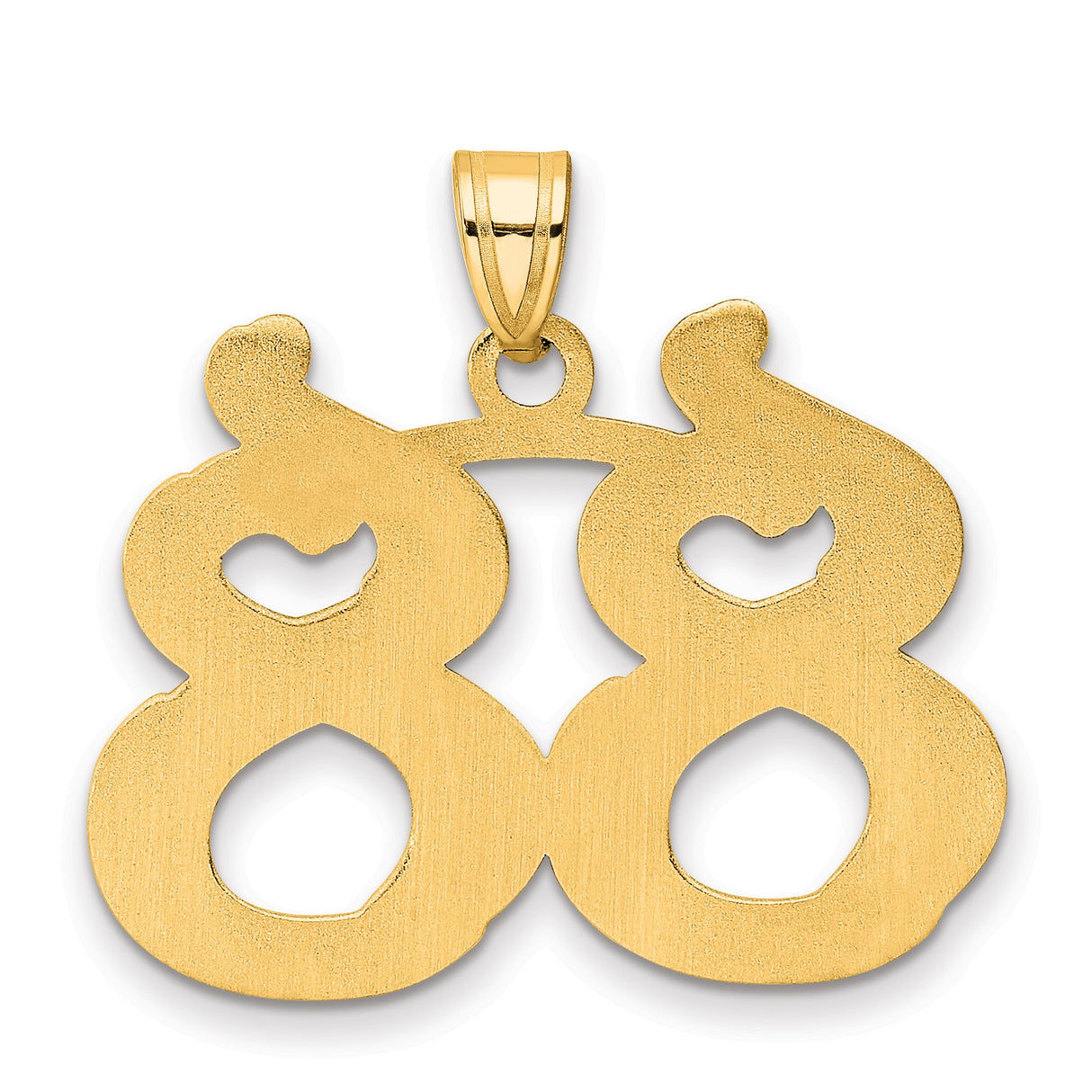 Polished Etched Number 88 Charm Pendant in Real 14k Yellow Gold