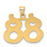 Polished Etched Number 88 Charm Pendant in Real 14k Yellow Gold