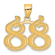 Polished Etched Number 88 Charm Pendant in Real 14k Yellow Gold