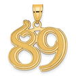 Polished Etched Number 89 Charm Pendant in Real 14k Yellow Gold