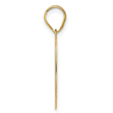 Polished Etched Number 90 Charm Pendant in Real 14k Yellow Gold