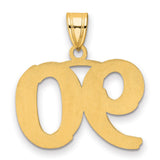 Polished Etched Number 90 Charm Pendant in Real 14k Yellow Gold