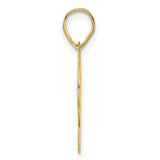 Polished Etched Number 92 Charm Pendant in Real 14k Yellow Gold