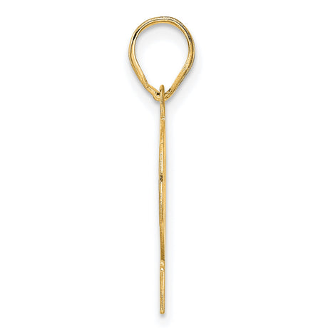 Polished Etched Number 92 Charm Pendant in Real 14k Yellow Gold