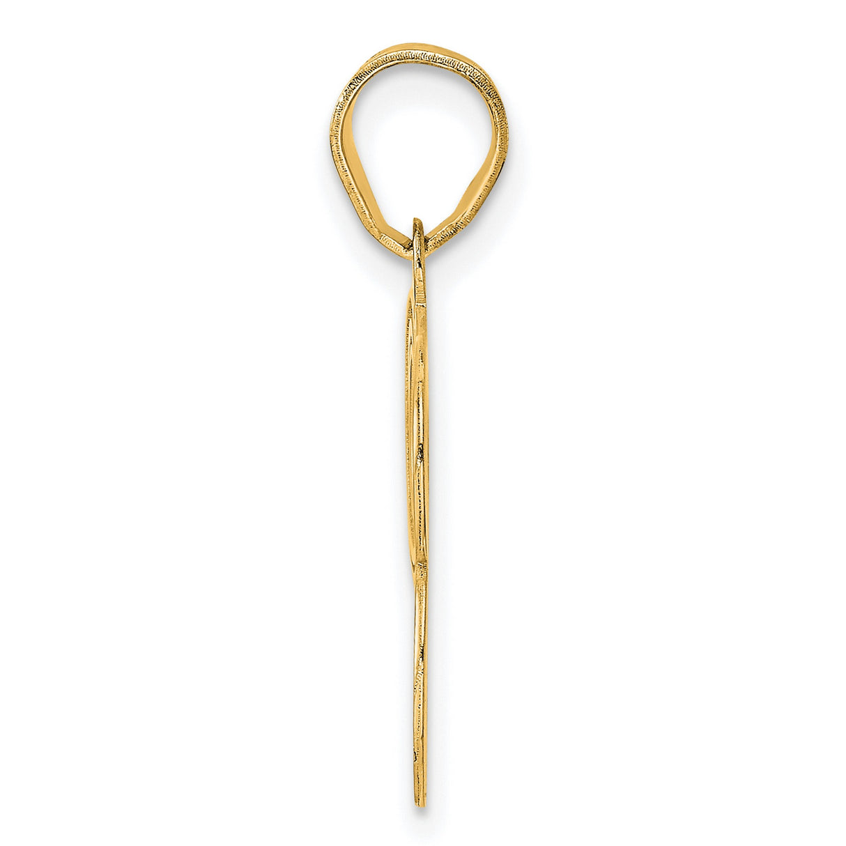 Polished Etched Number 93 Charm Pendant in Real 14k Yellow Gold