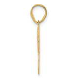 Polished Etched Number 93 Charm Pendant in Real 14k Yellow Gold