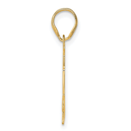 Polished Etched Number 94 Charm Pendant in Real 14k Yellow Gold