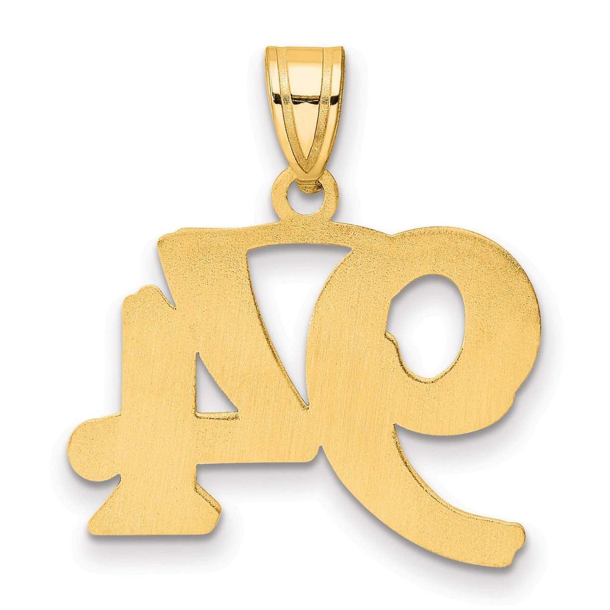 Polished Etched Number 94 Charm Pendant in Real 14k Yellow Gold