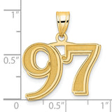 Polished Etched Number 97 Charm Pendant in Real 14k Yellow Gold