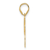 Polished Etched Number 98 Charm Pendant in Real 14k Yellow Gold