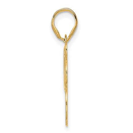 Polished Etched Number 98 Charm Pendant in Real 14k Yellow Gold