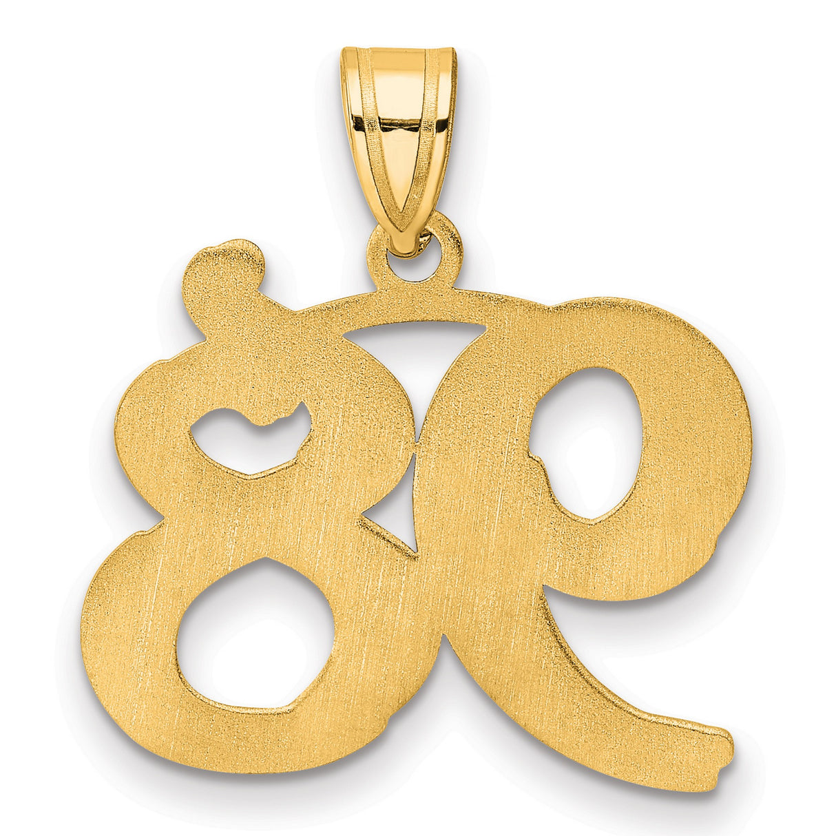 Polished Etched Number 98 Charm Pendant in Real 14k Yellow Gold