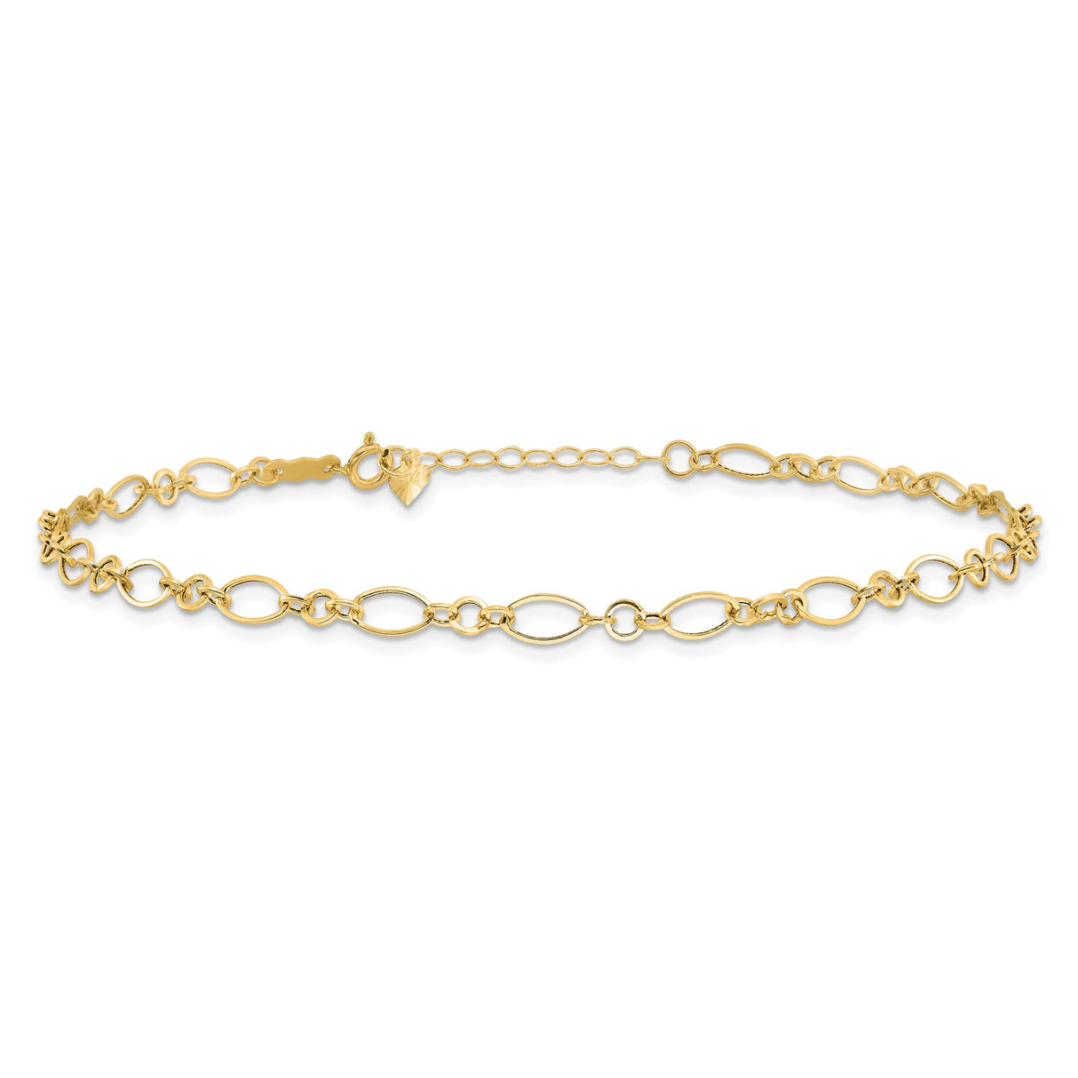 14K Yellow Gold 4 mm Polished Chain Anklet alternate angle