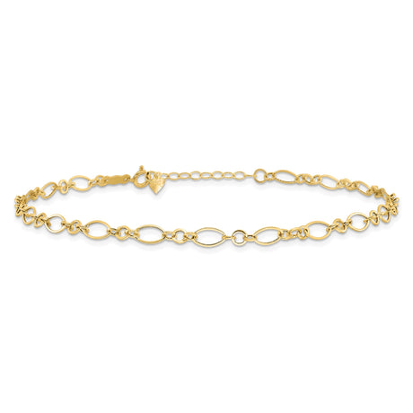 14K Yellow Gold 4 mm Polished Chain Anklet alternate angle