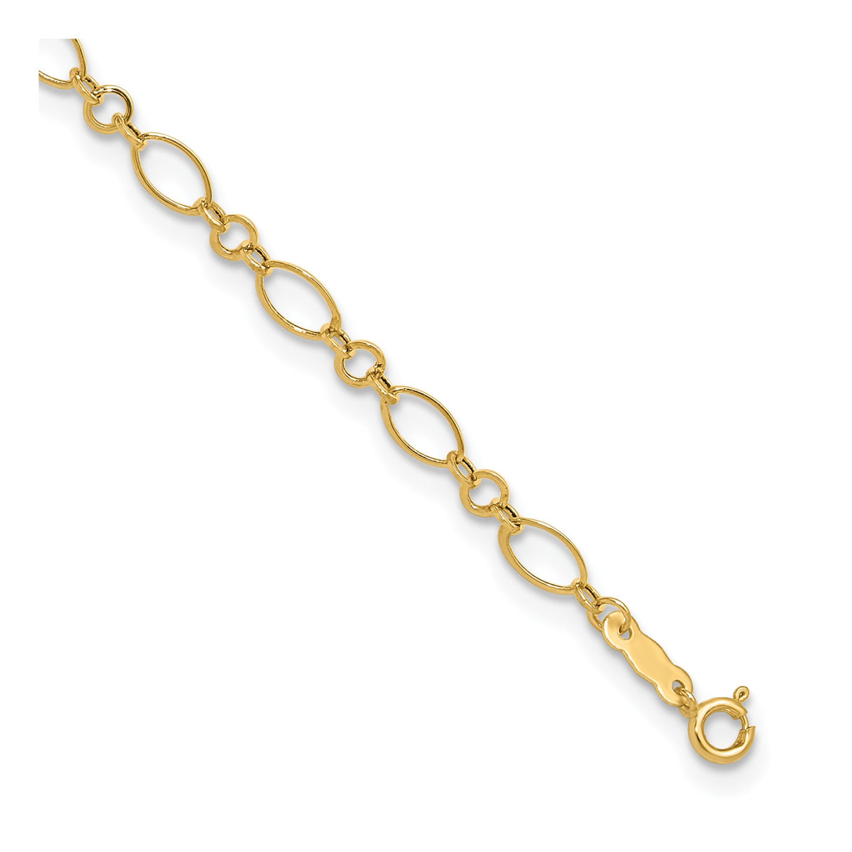 14K Yellow Gold 4 mm Polished Chain Anklet detail view