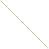 14K Two-tone Gold 2.2 mm Polished Chain Anklet