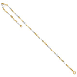 14K Two-tone Gold 2.2 mm Polished Chain Anklet detail view