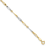 14K Two-tone Gold 2.2 mm Polished Chain Anklet detail view