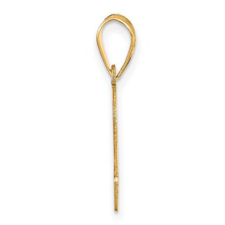 14k Yellow Gold Number Two Pendant Charm, Polished Finish, Numeric Symbol Jewelry for Women or Unisex