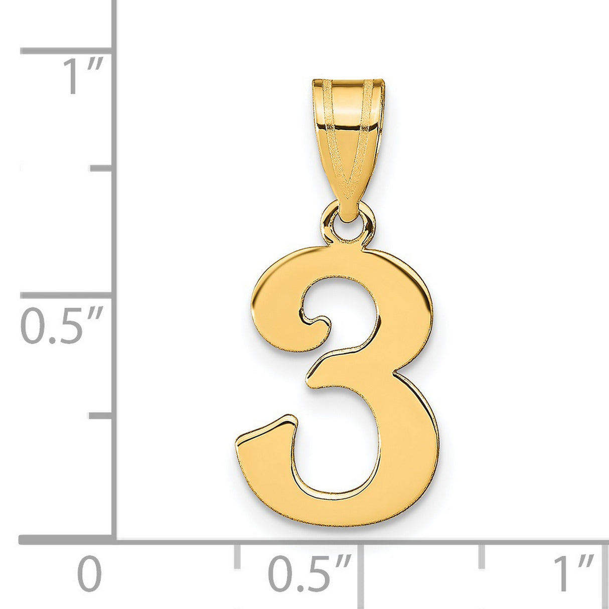 14k Yellow Gold Number 3 Pendant, Polished Finish, Classic Typeface, Unisex Charm