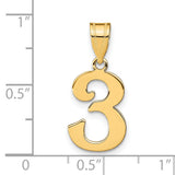 14k Yellow Gold Number 3 Pendant, Polished Finish, Classic Typeface, Unisex Charm