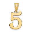 14k Yellow Gold Number 5 Pendant, Polished Finish, Smooth Edges, Unisex Numeric Charm