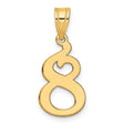 Polished Number 8 Charm Pendant in Real 14k Yellow Gold