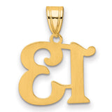 Polished Number 13 Charm Pendant in Real 14k Yellow Gold