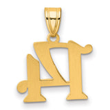 Polished Number 14 Charm Pendant in Real 14k Yellow Gold