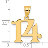 Polished Number 14 Charm Pendant in Real 14k Yellow Gold