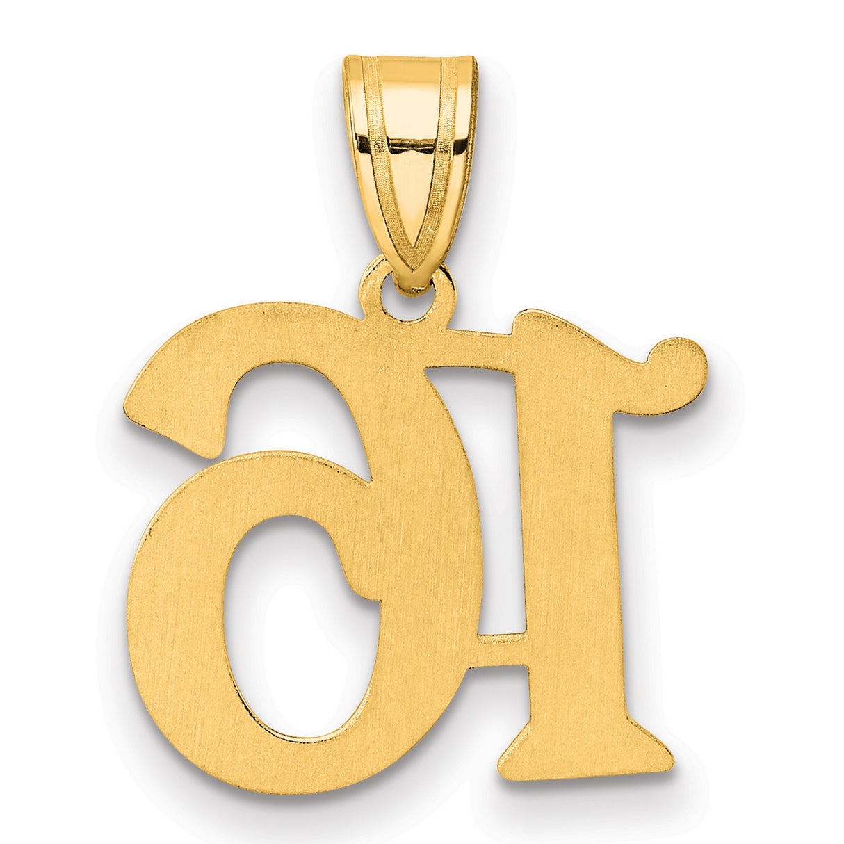Polished Number 16 Charm Pendant in Real 14k Yellow Gold