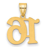 Polished Number 16 Charm Pendant in Real 14k Yellow Gold