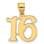 Polished Number 16 Charm Pendant in Real 14k Yellow Gold