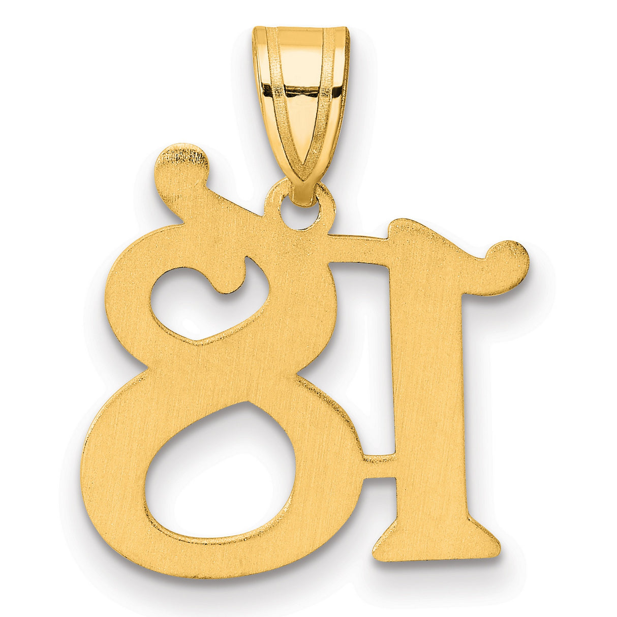 Polished Number 18 Charm Pendant in Real 14k Yellow Gold