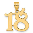 Polished Number 18 Charm Pendant in Real 14k Yellow Gold