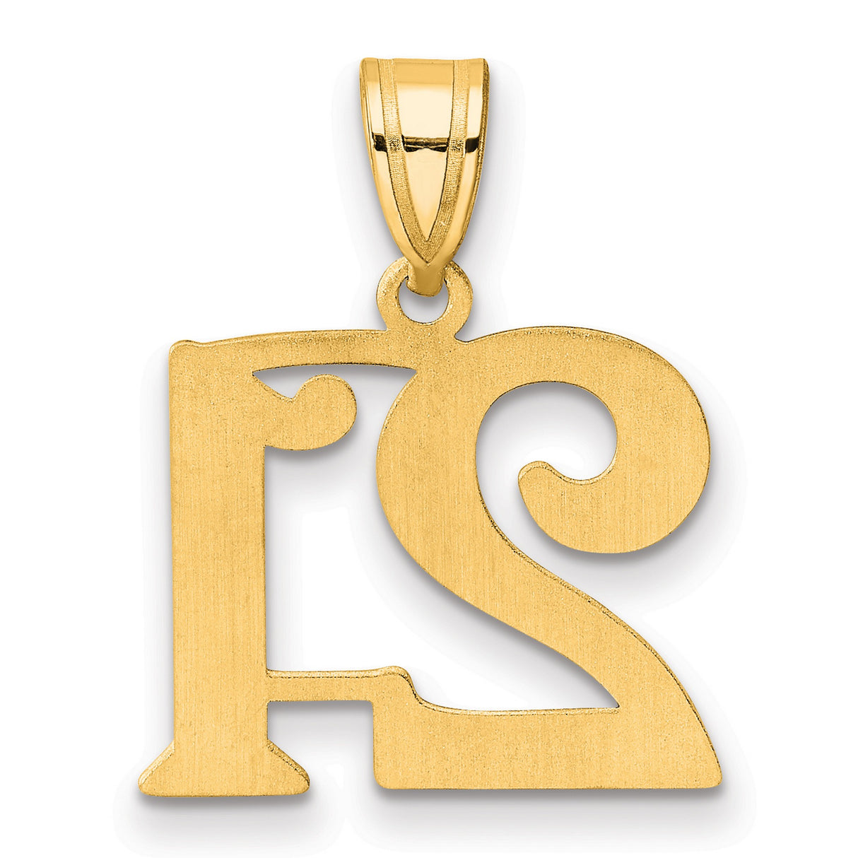 Polished Number 21 Charm Pendant in Real 14k Yellow Gold