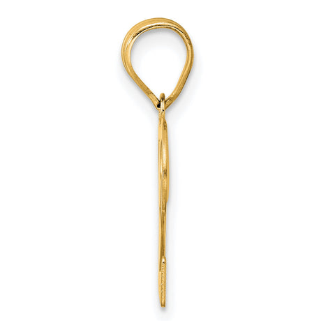 Polished Number 22 Charm Pendant in Real 14k Yellow Gold