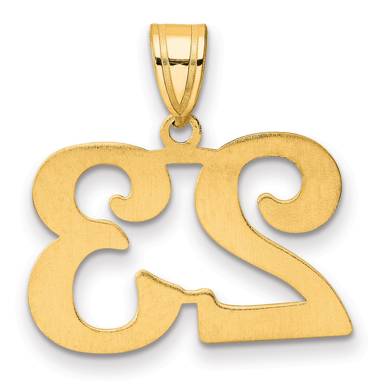 Polished Number 23 Charm Pendant in Real 14k Yellow Gold