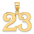 Polished Number 23 Charm Pendant in Real 14k Yellow Gold